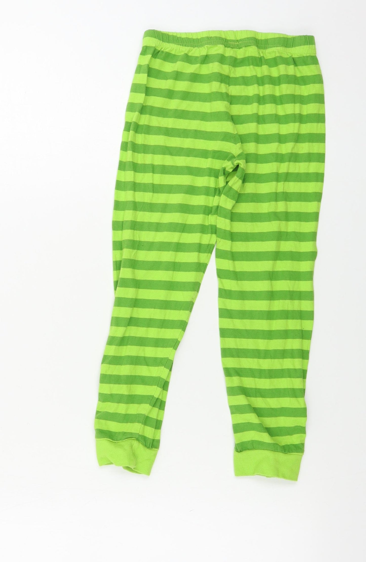 Preworn  Boys Green Striped  Sweatpants Trousers Size 7-8 Years