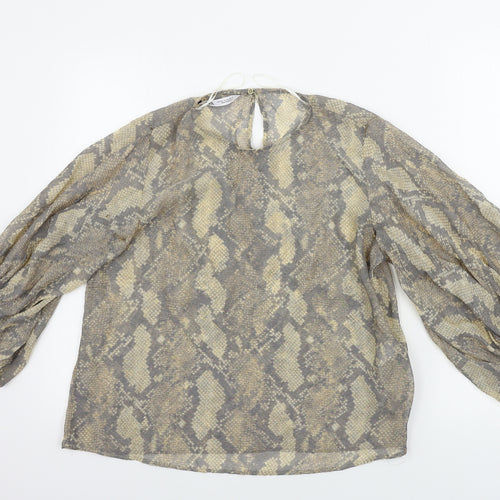 Zara Womens Beige Animal Print  Basic Blouse Size XS