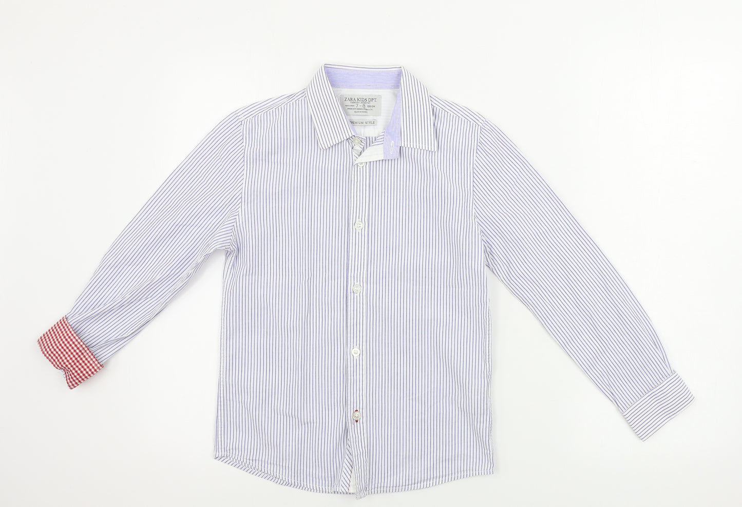 Zara Boys Blue Striped  Basic Button-Up Size 7-8 Years