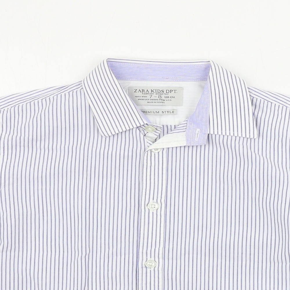 Zara Boys Blue Striped  Basic Button-Up Size 7-8 Years