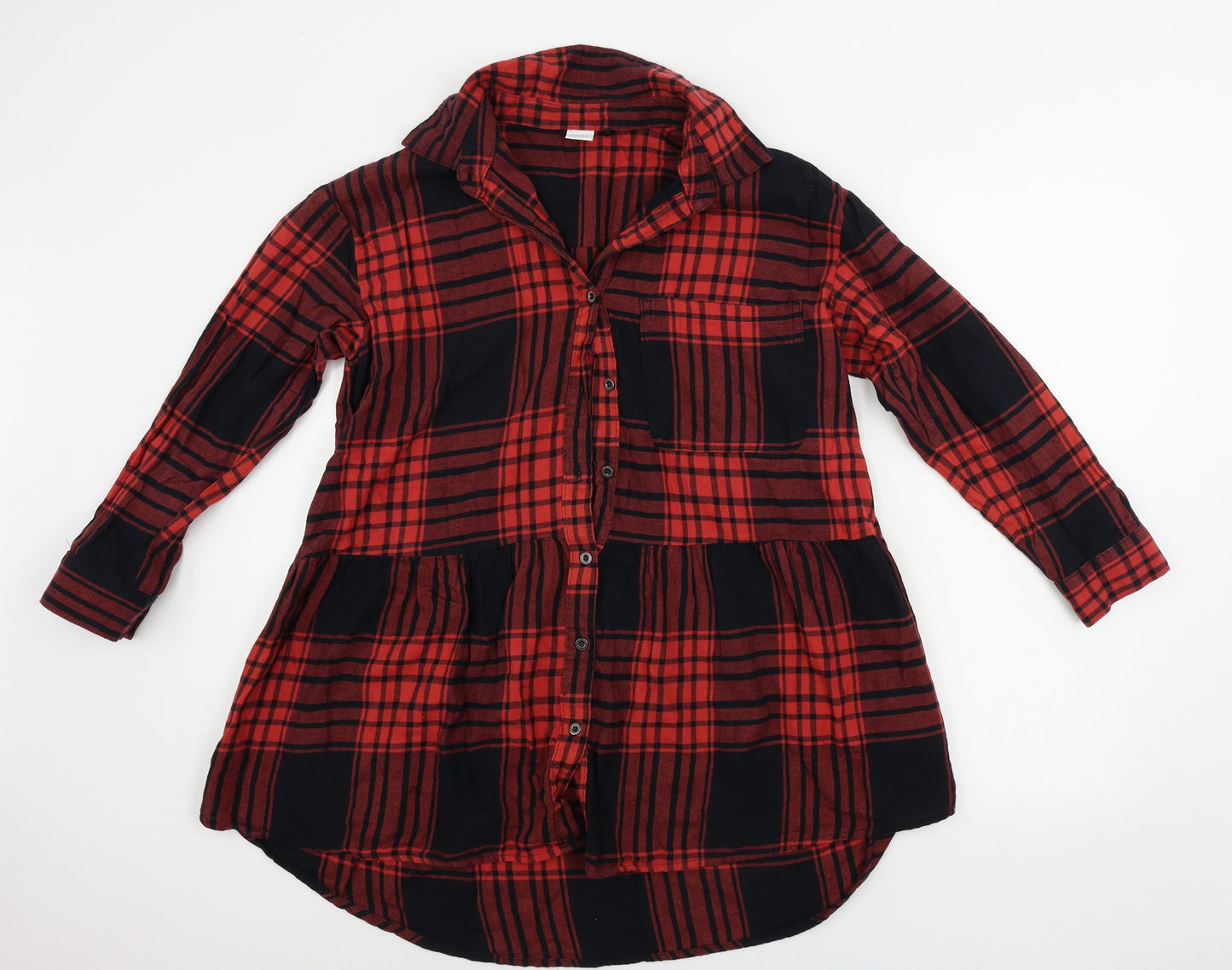 NEXT  Girls Red Check  T-Shirt Dress  Size 12 Years
