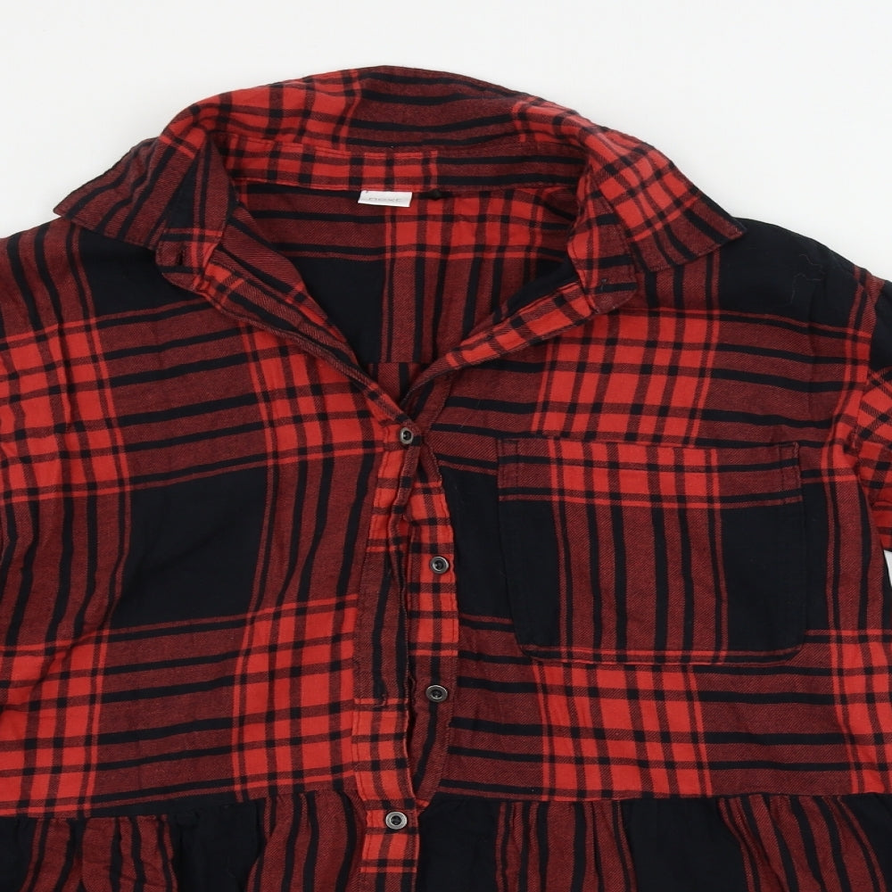NEXT  Girls Red Check  T-Shirt Dress  Size 12 Years