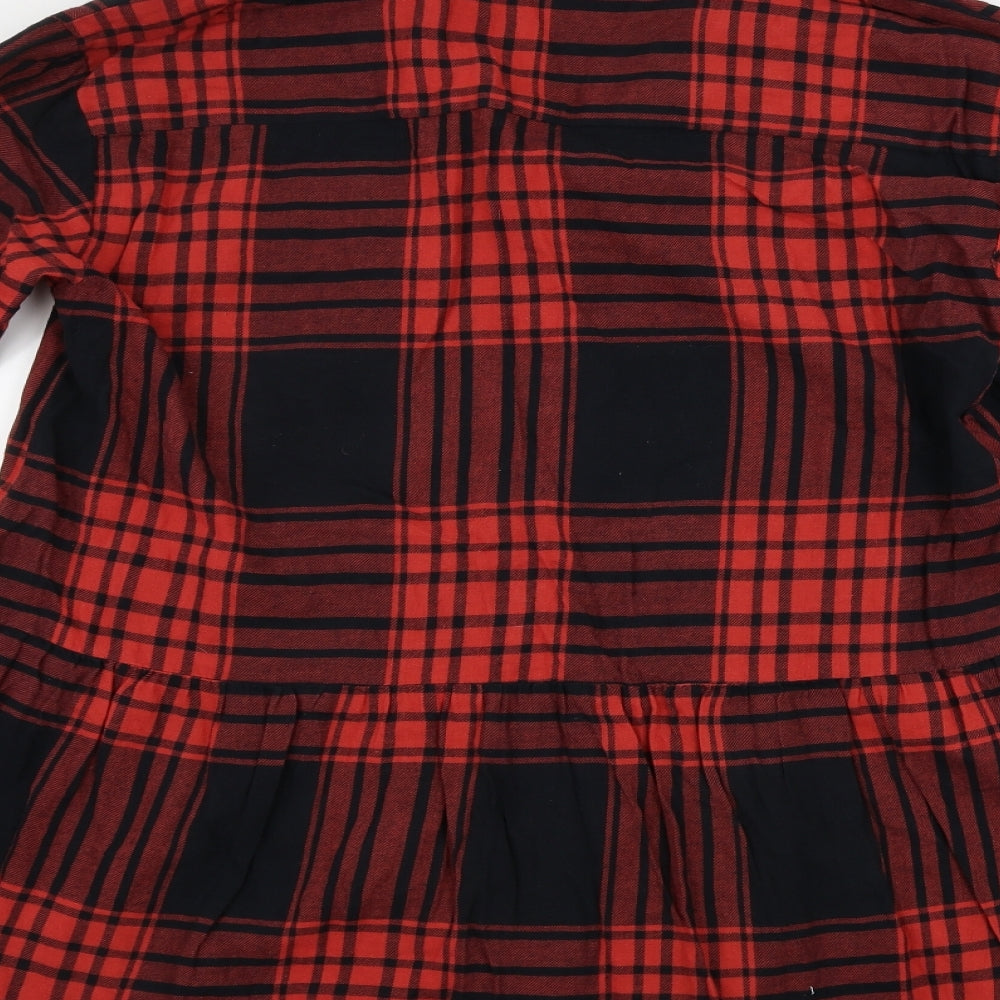NEXT  Girls Red Check  T-Shirt Dress  Size 12 Years