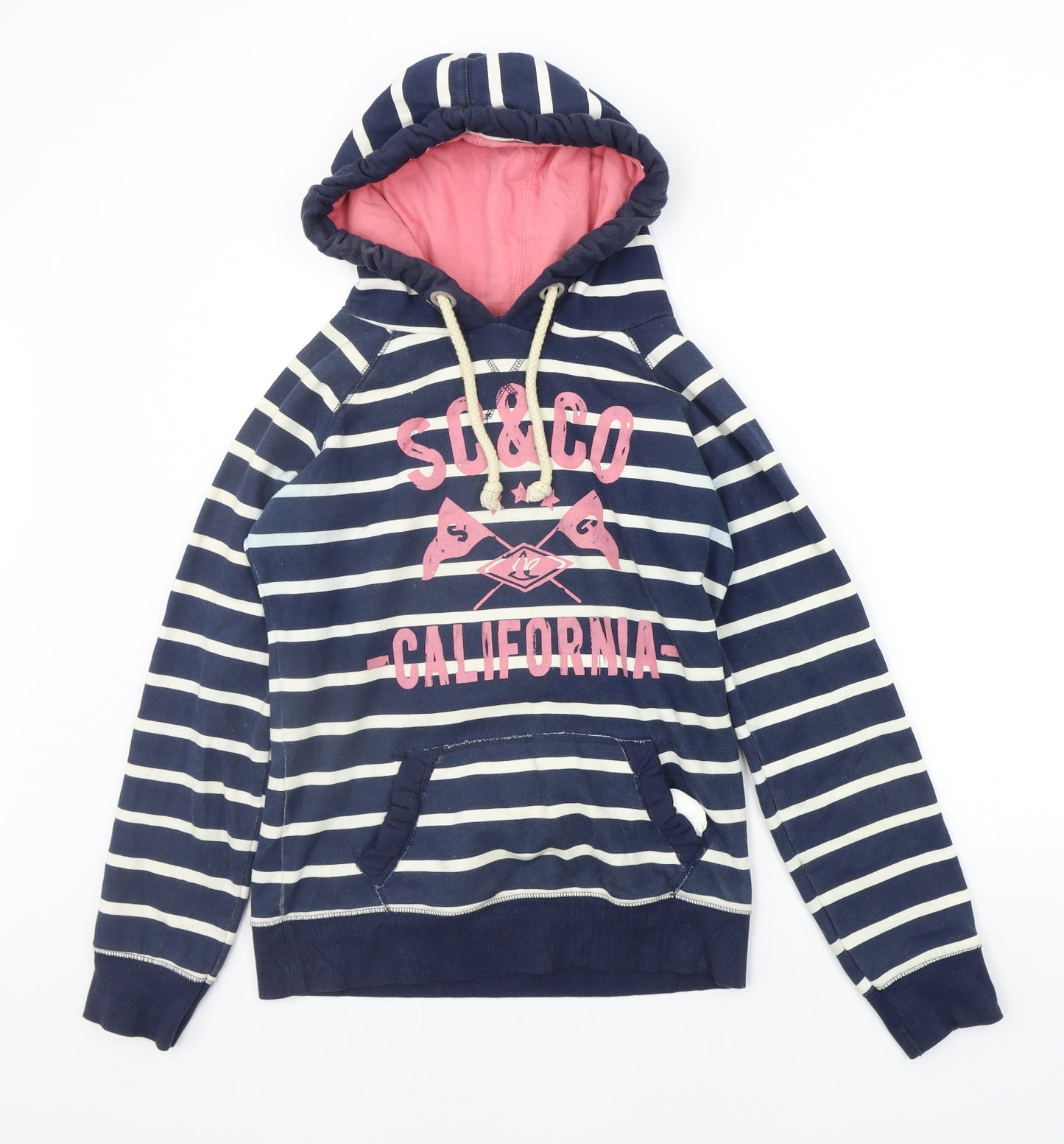 SoulCal&Co Womens Blue Striped  Pullover Hoodie Size 8