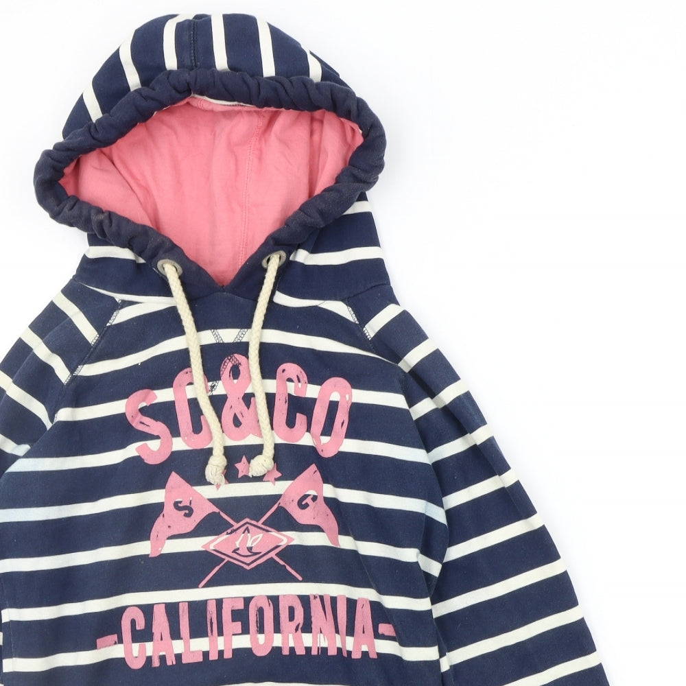 SoulCal&Co Womens Blue Striped  Pullover Hoodie Size 8