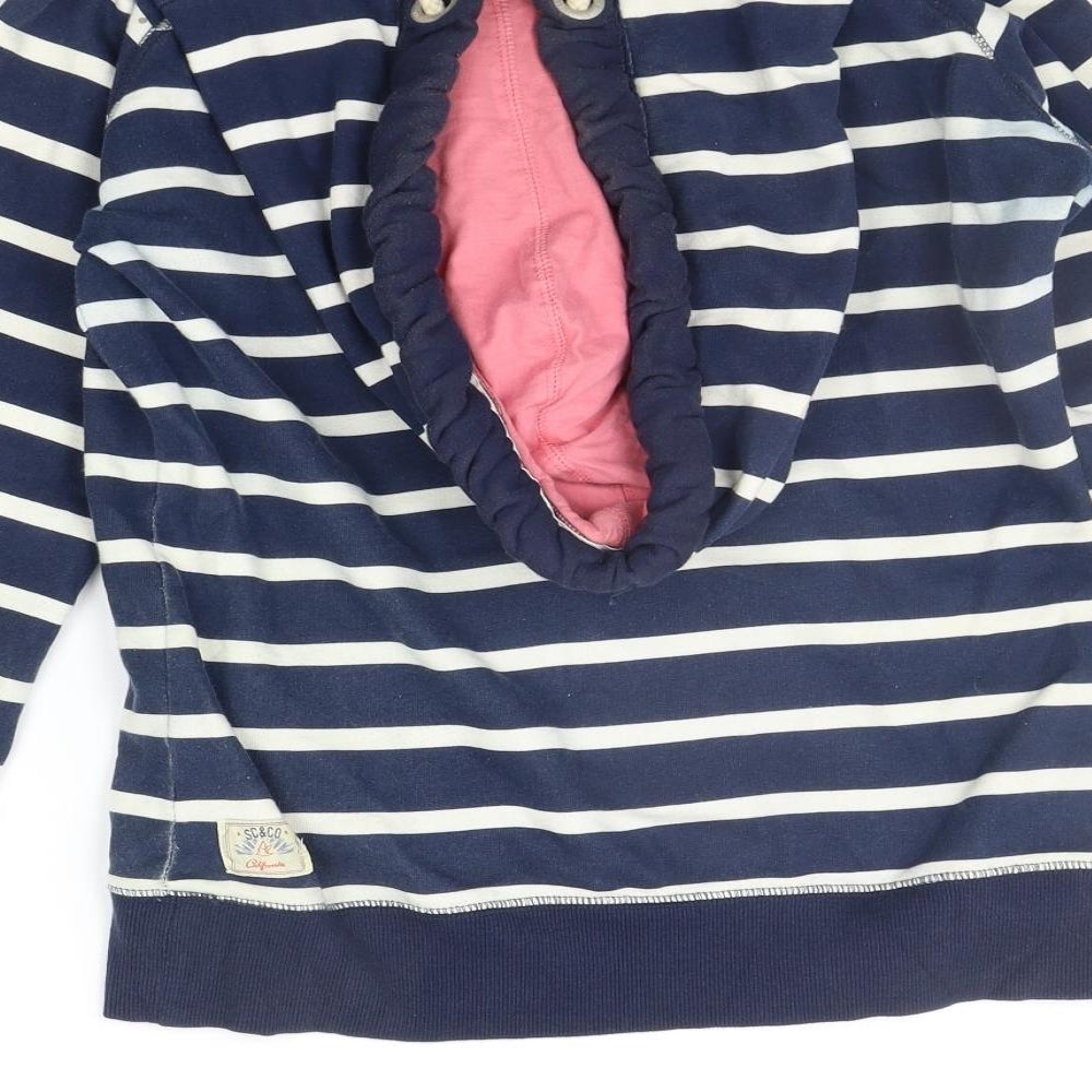 SoulCal&Co Womens Blue Striped  Pullover Hoodie Size 8