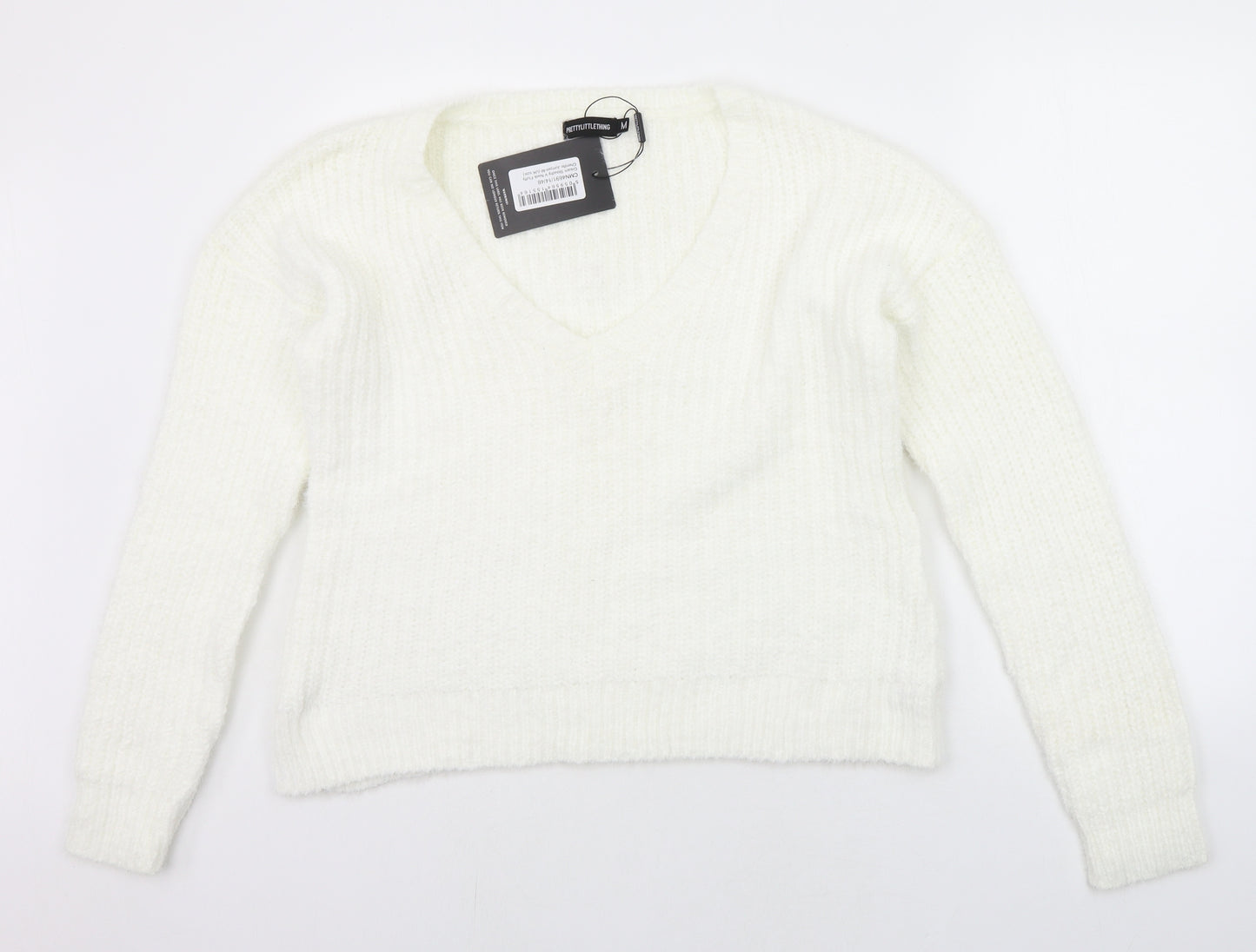 PRETTYLITTLETHING Womens White   Pullover Jumper Size M