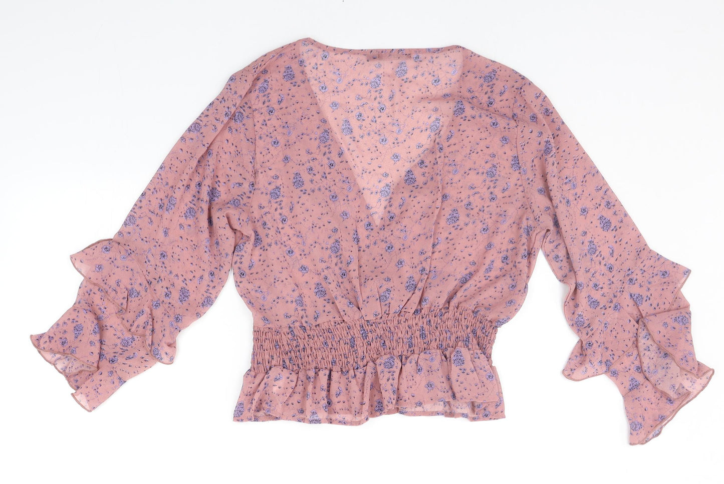 Boohoo Womens Pink Floral  Basic Blouse Size 14