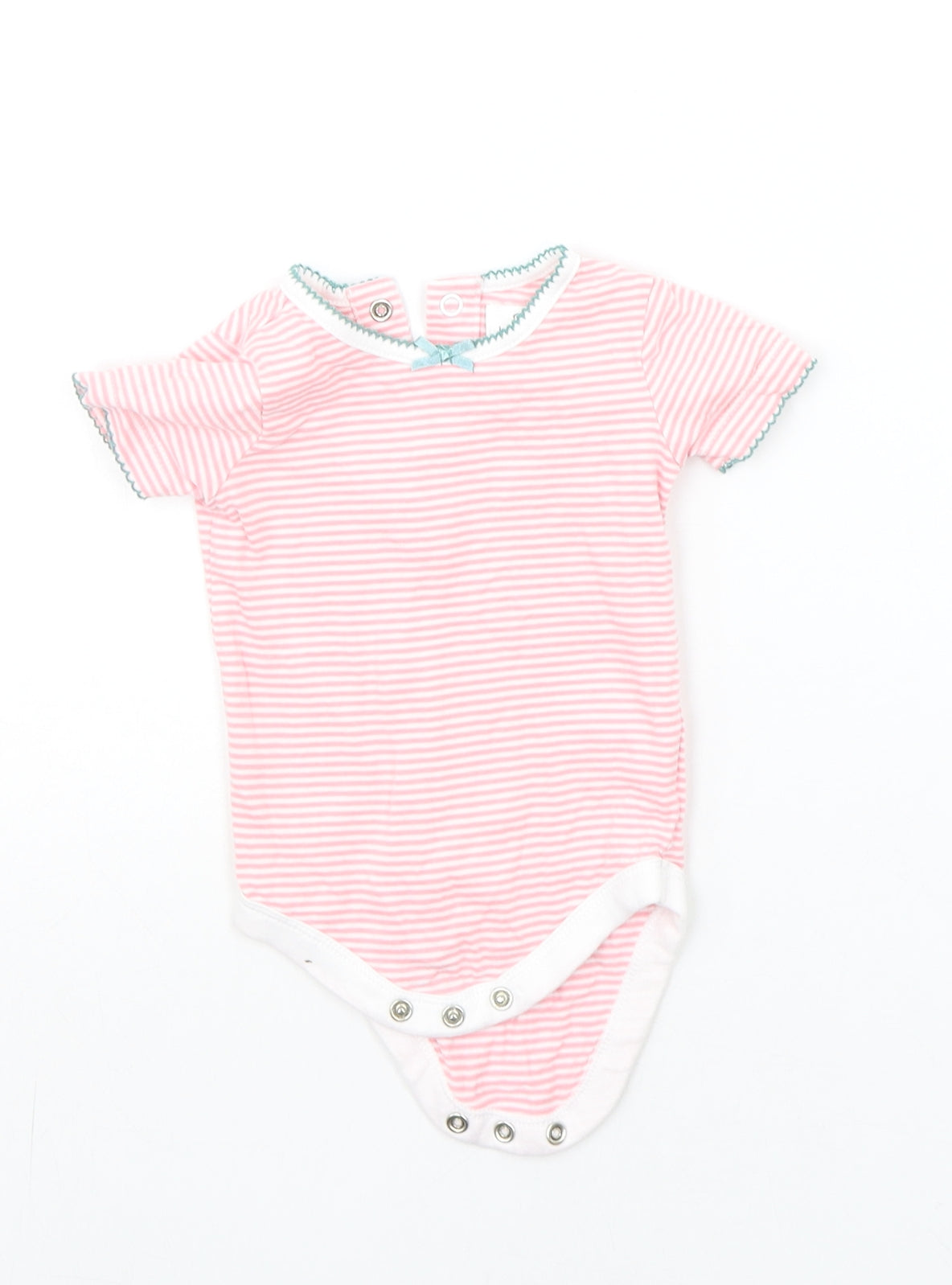 John Lewis Baby Pink Striped  Babygrow One-Piece Size 0-3 Months
