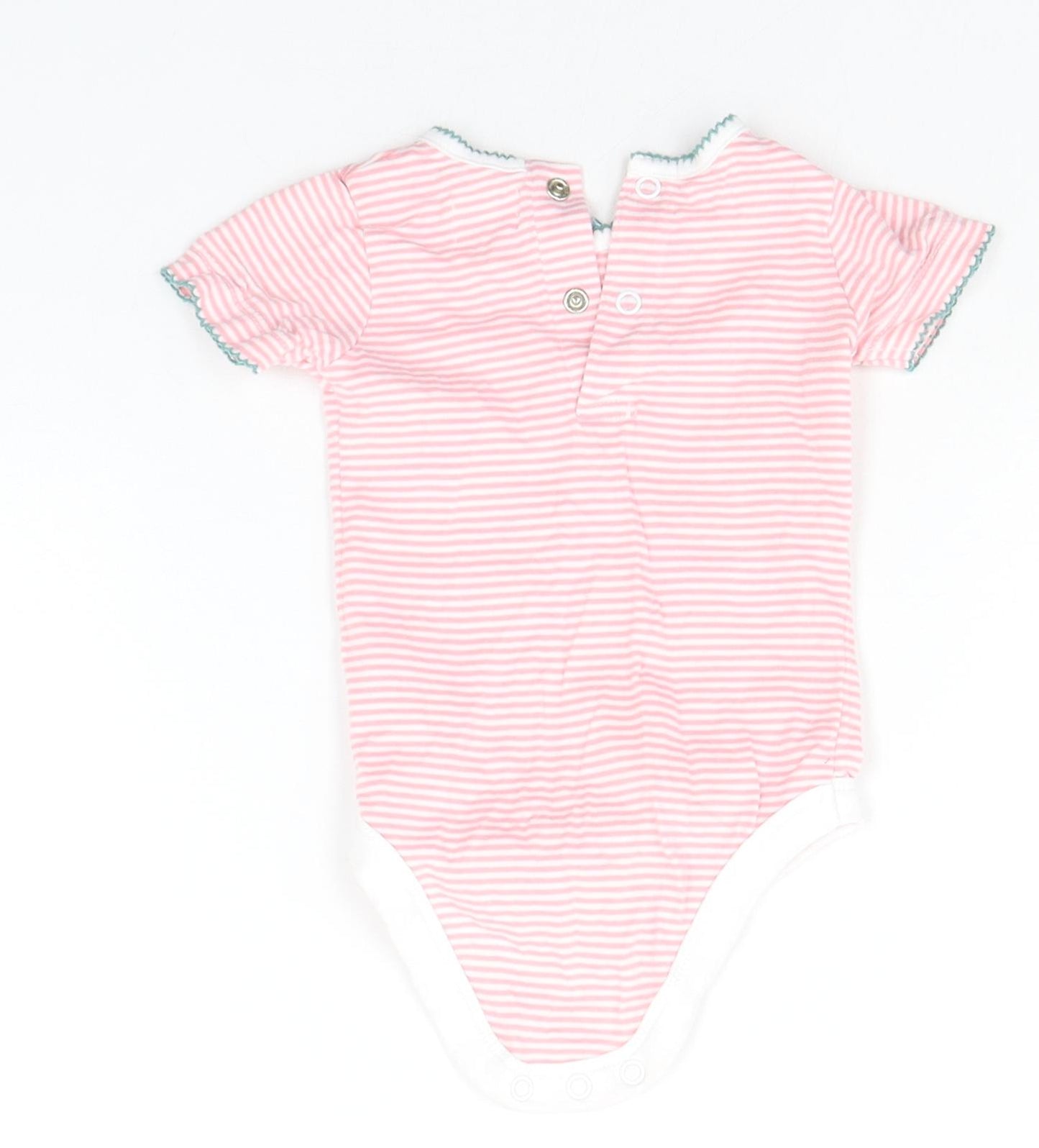 John Lewis Baby Pink Striped  Babygrow One-Piece Size 0-3 Months
