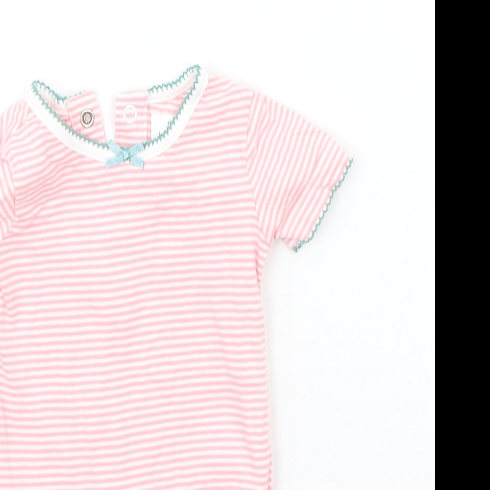 John Lewis Baby Pink Striped  Babygrow One-Piece Size 0-3 Months