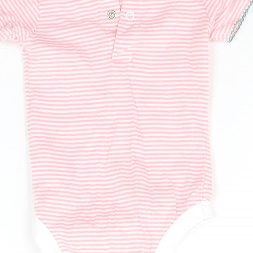 John Lewis Baby Pink Striped  Babygrow One-Piece Size 0-3 Months