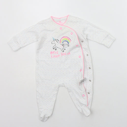 NEXT Baby White Spotted  Babygrow One-Piece Size 0-3 Months  - UNICORN