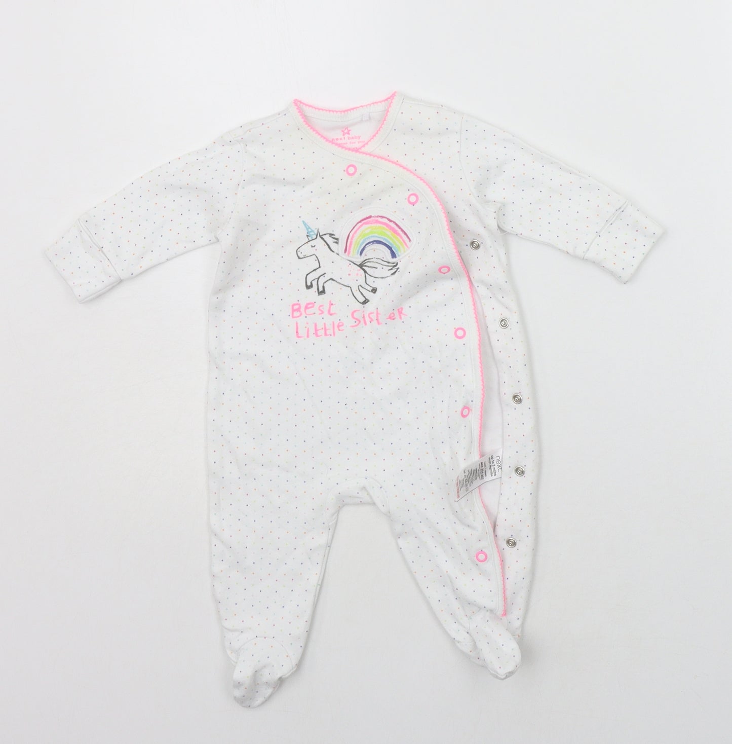 NEXT Baby White Spotted  Babygrow One-Piece Size 0-3 Months  - UNICORN
