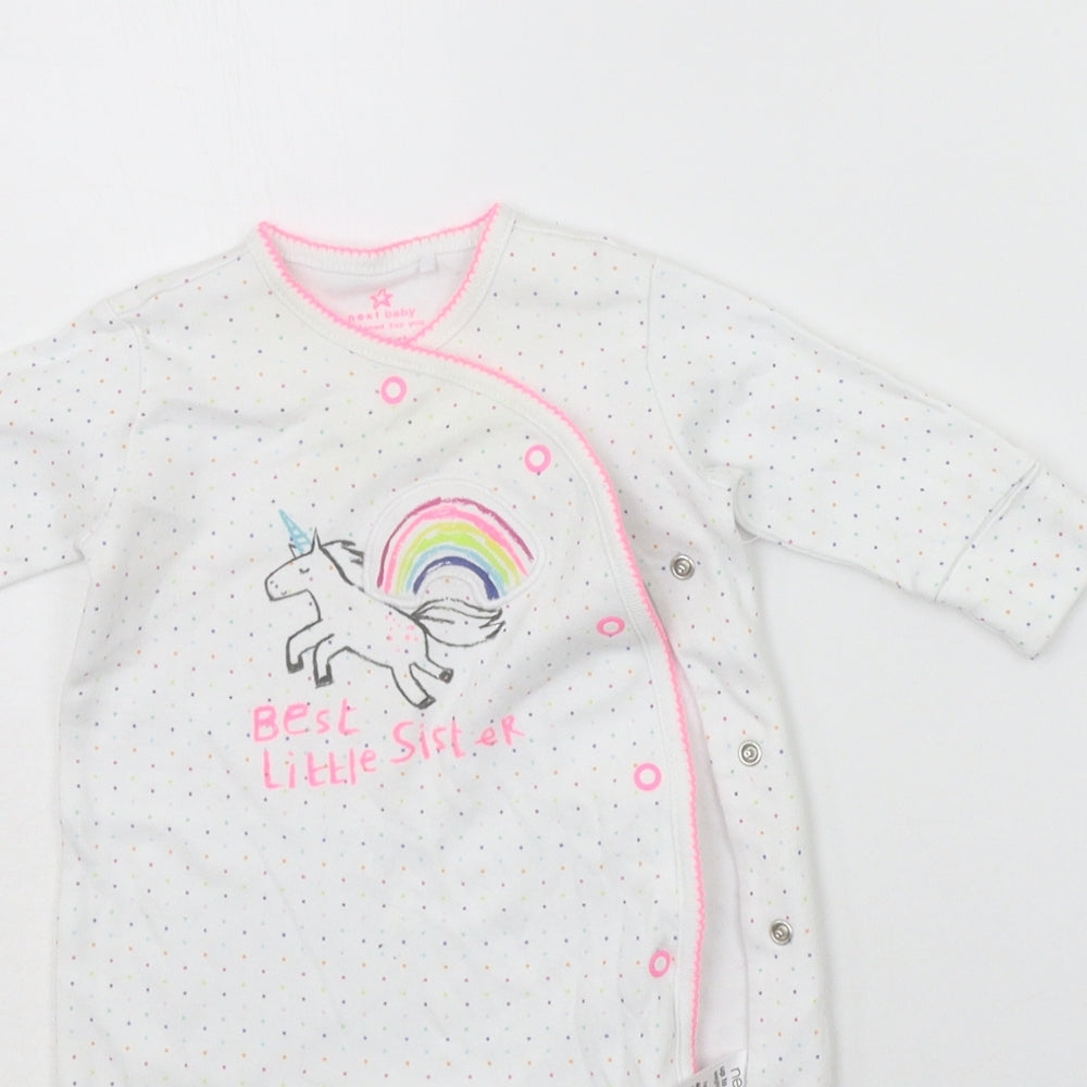 NEXT Baby White Spotted  Babygrow One-Piece Size 0-3 Months  - UNICORN
