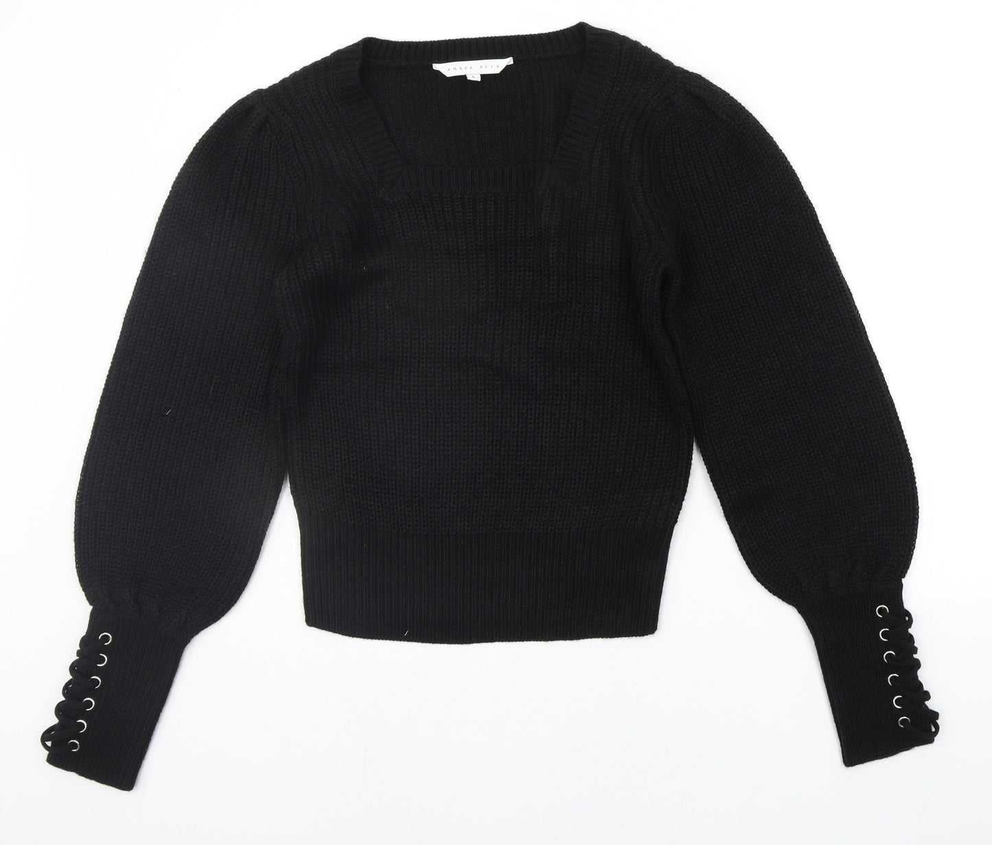 Amara Reya Womens Black   Pullover Jumper Size L