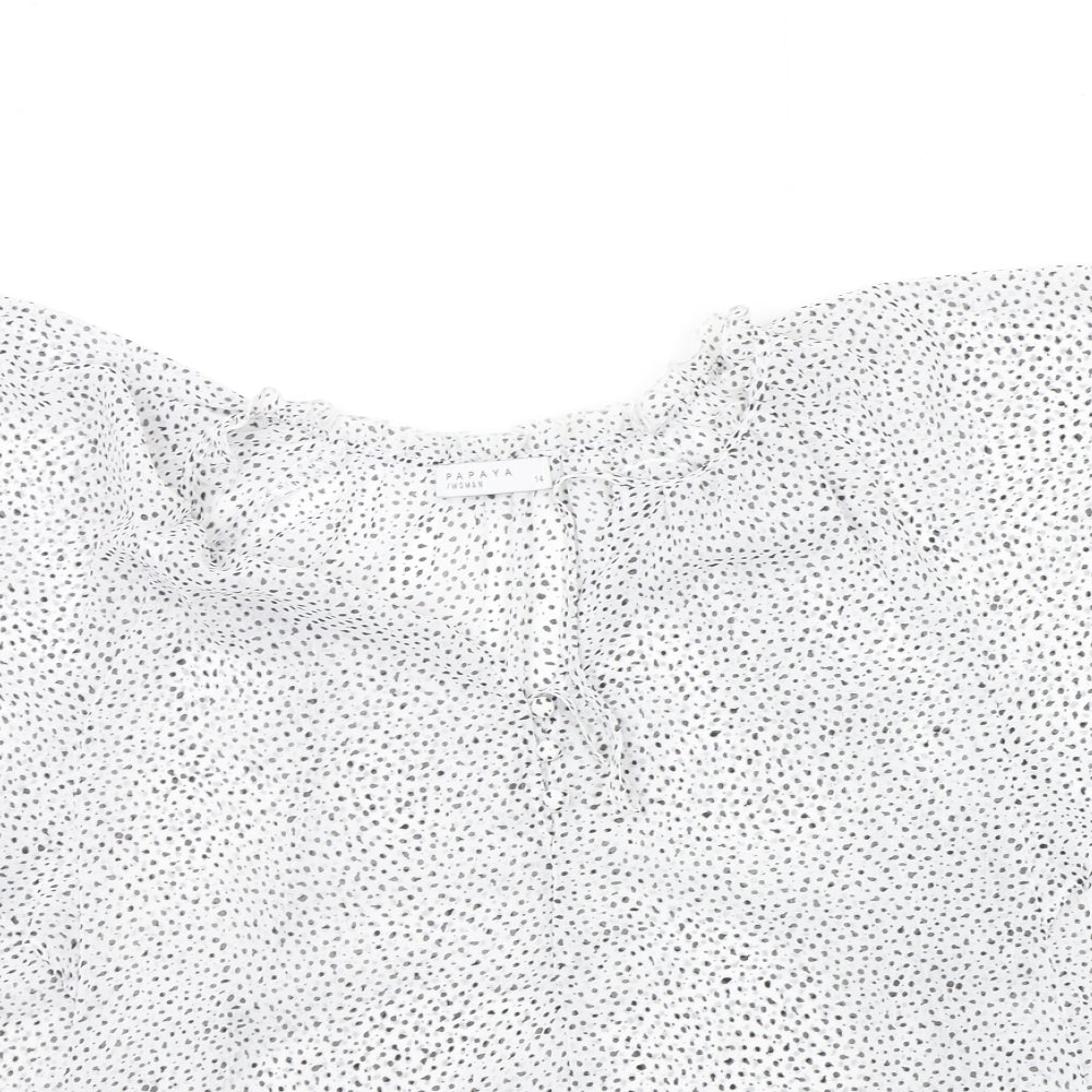 Papaya Womens White Polka Dot  Basic Blouse Size 14
