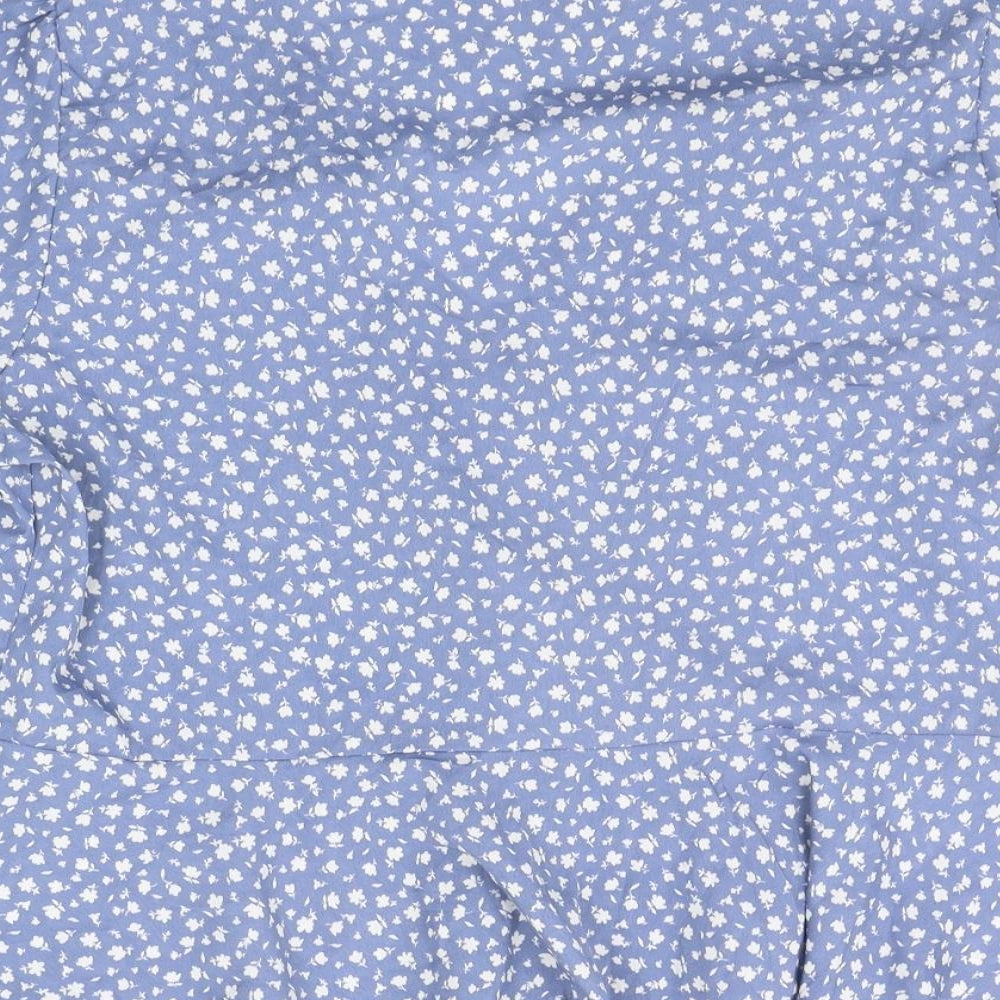 New Look Womens Blue Geometric  Basic Blouse Size 16