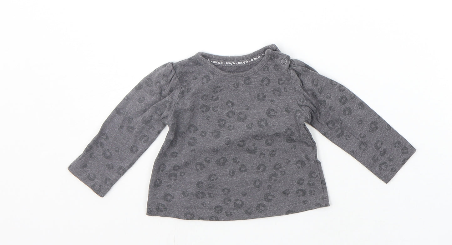 TU Baby Grey Animal Print  Basic T-Shirt Size 3-6 Months