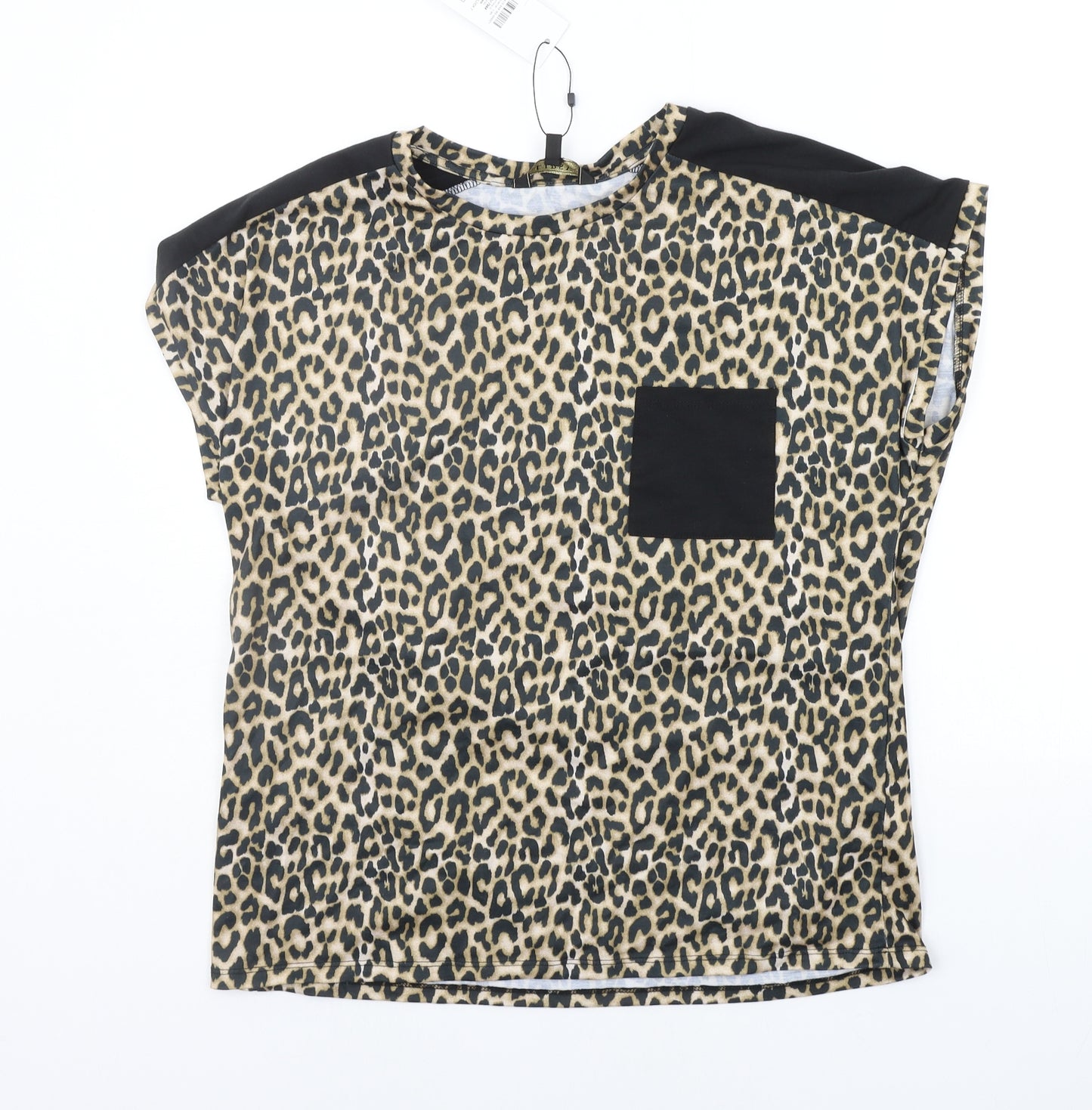 Lipsy Womens Beige Animal Print  Basic T-Shirt Size 14