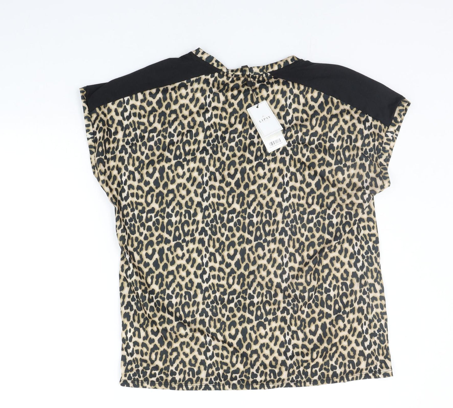 Lipsy Womens Beige Animal Print  Basic T-Shirt Size 14