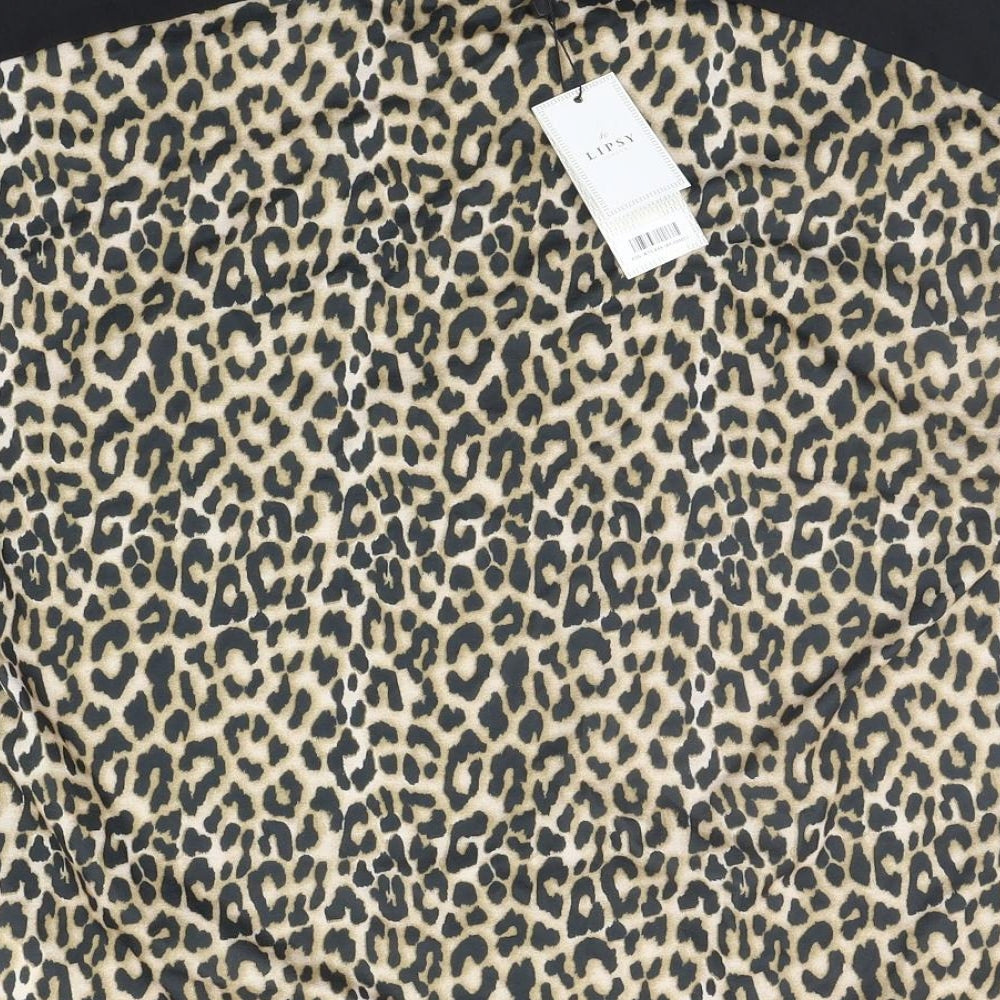 Lipsy Womens Beige Animal Print  Basic T-Shirt Size 14