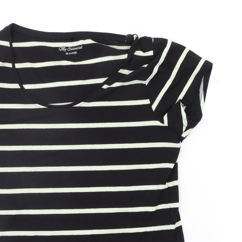 George Womens Black Striped  Basic T-Shirt Size 16