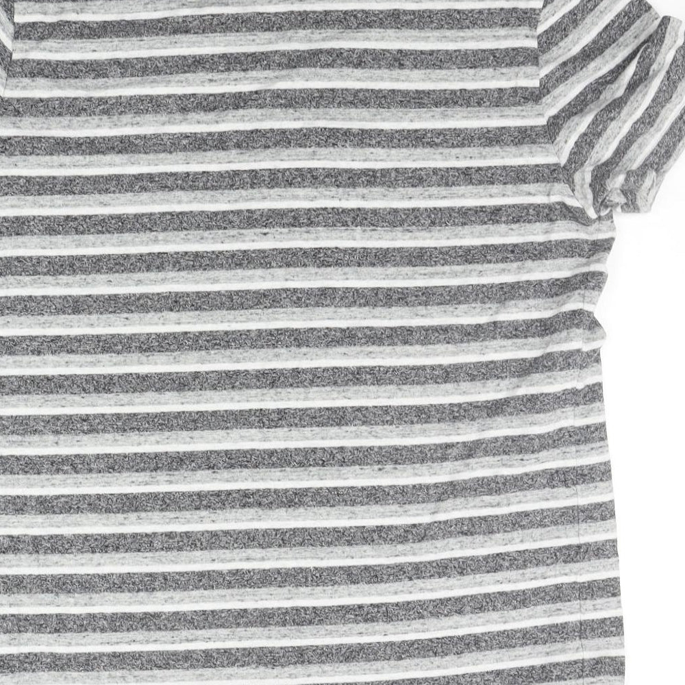 F&F Womens Grey Striped  Basic Polo Size M