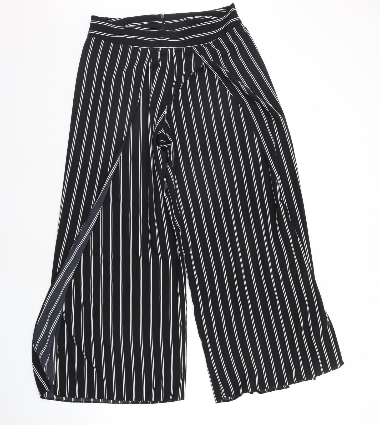 New Look Womens Black Striped  Trousers  Size 14 L25 in