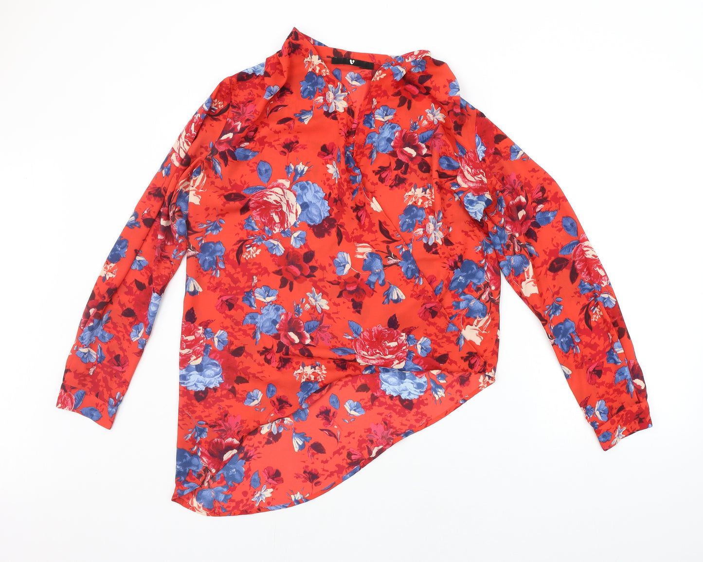 F&F Womens Red Floral  Basic Blouse Size 12