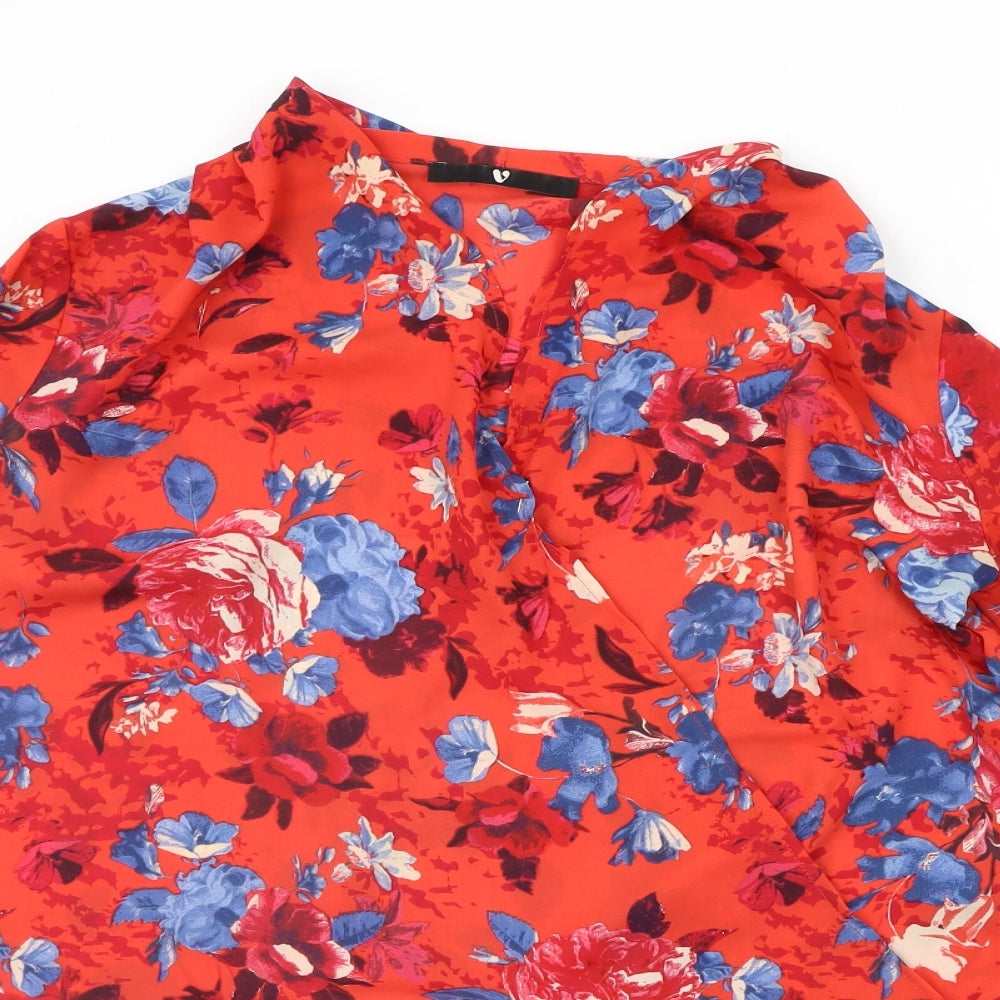 F&F Womens Red Floral  Basic Blouse Size 12