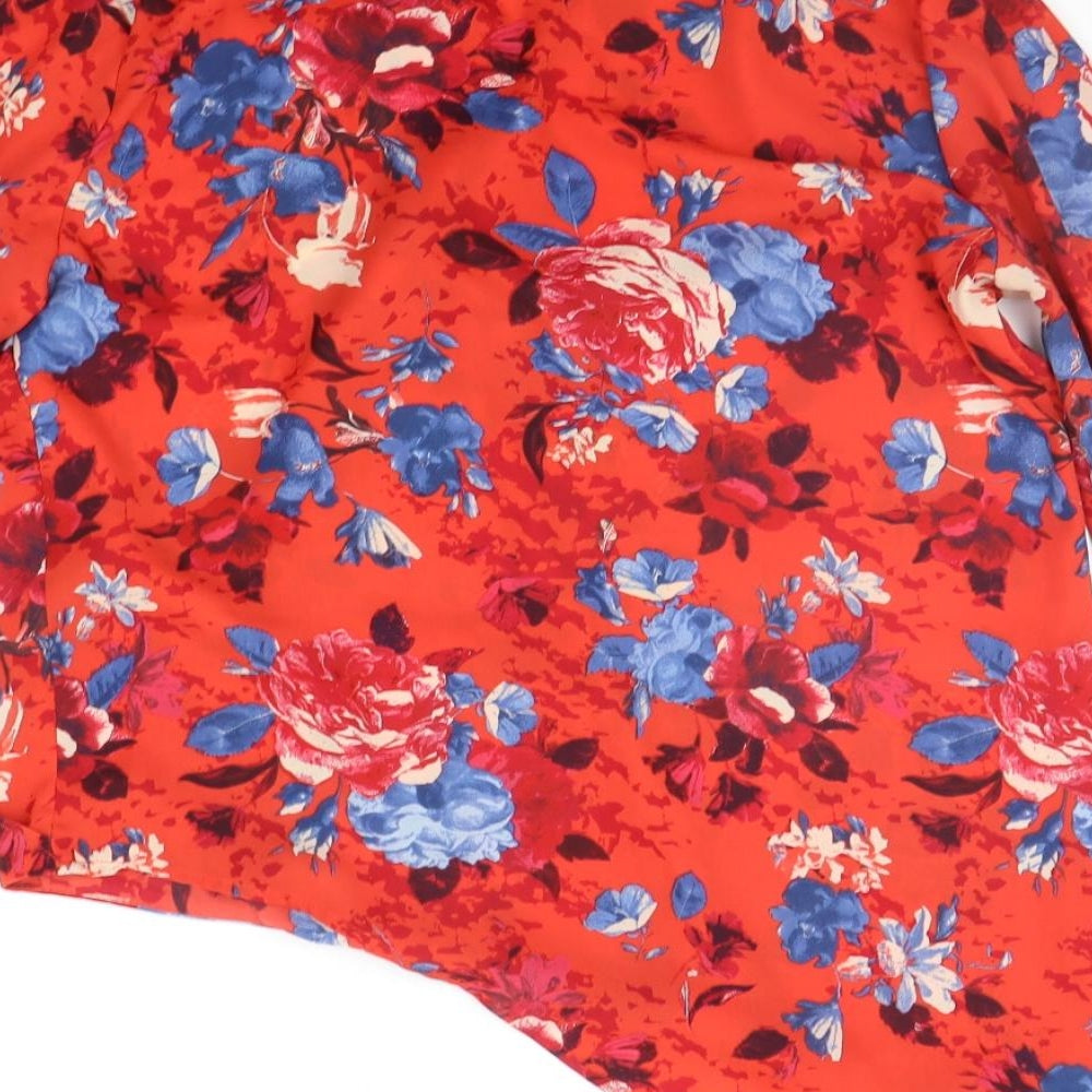 F&F Womens Red Floral  Basic Blouse Size 12