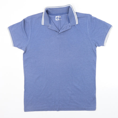 Cedar Wood State Mens Blue Houndstooth   Polo Size L