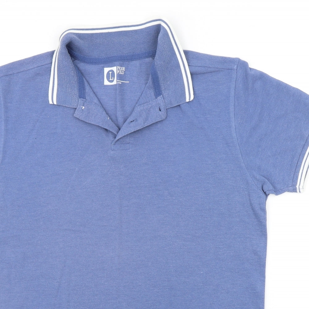 Cedar Wood State Mens Blue Houndstooth   Polo Size L