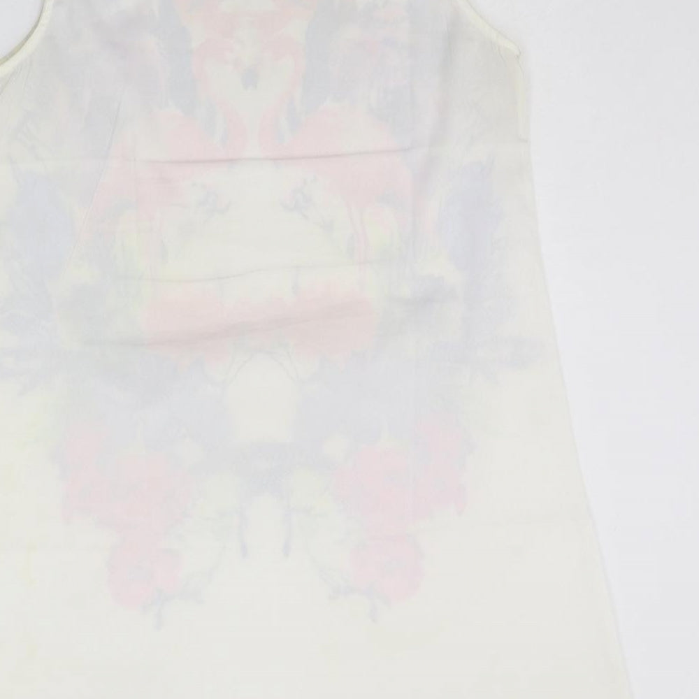 Preworn Womens White Floral  A-Line  Size L