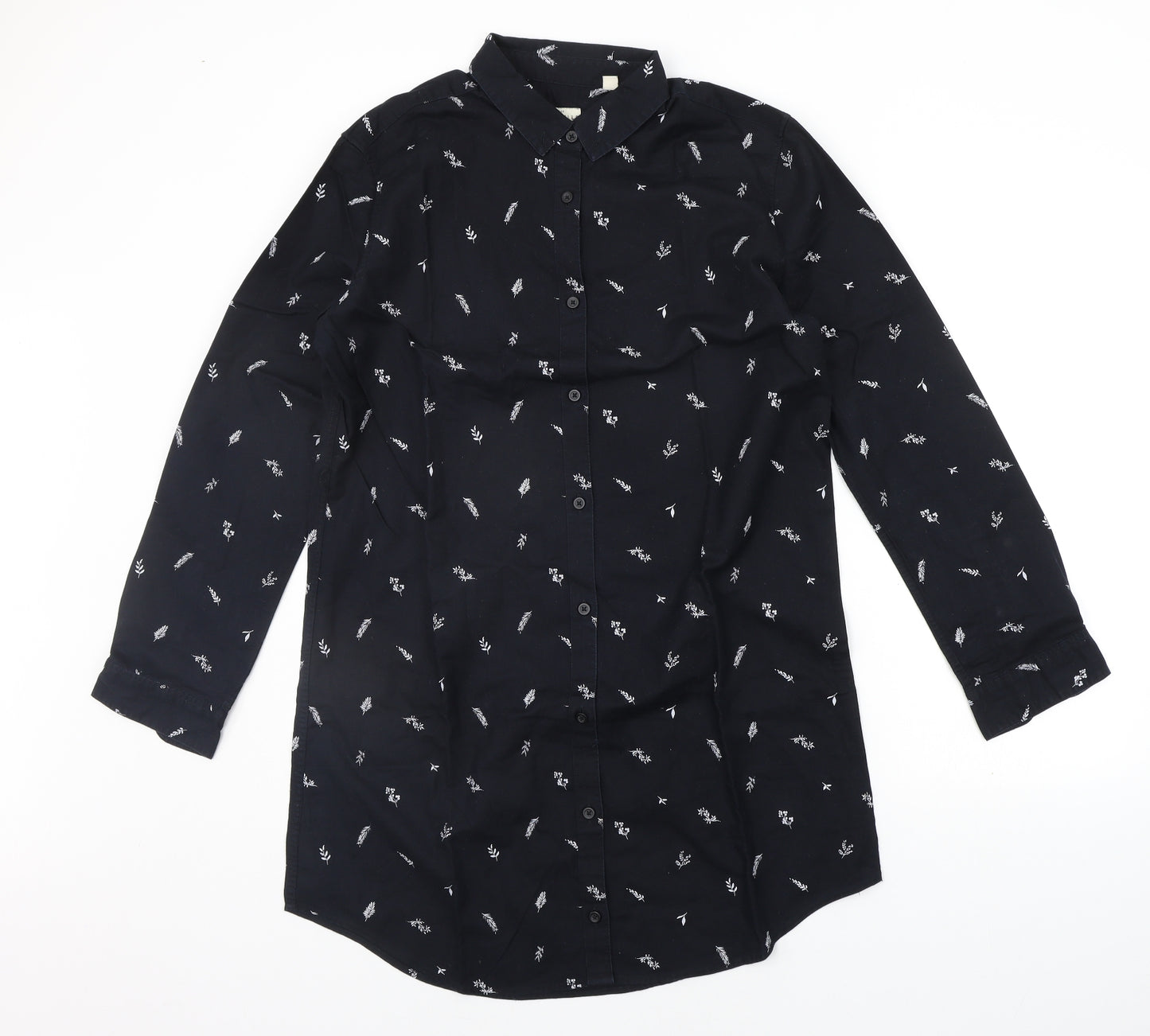 Jack Wills Womens Black Floral  Shirt Dress  Size 12