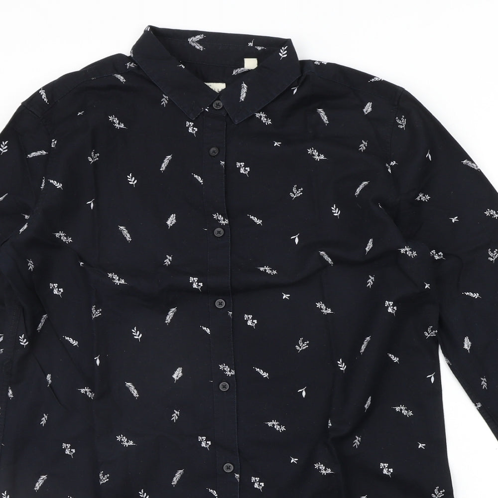 Jack Wills Womens Black Floral  Shirt Dress  Size 12