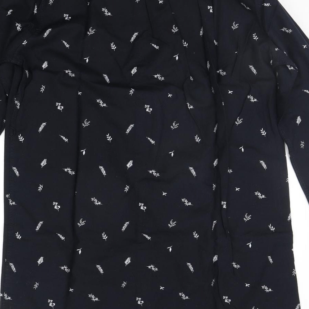 Jack Wills Womens Black Floral  Shirt Dress  Size 12