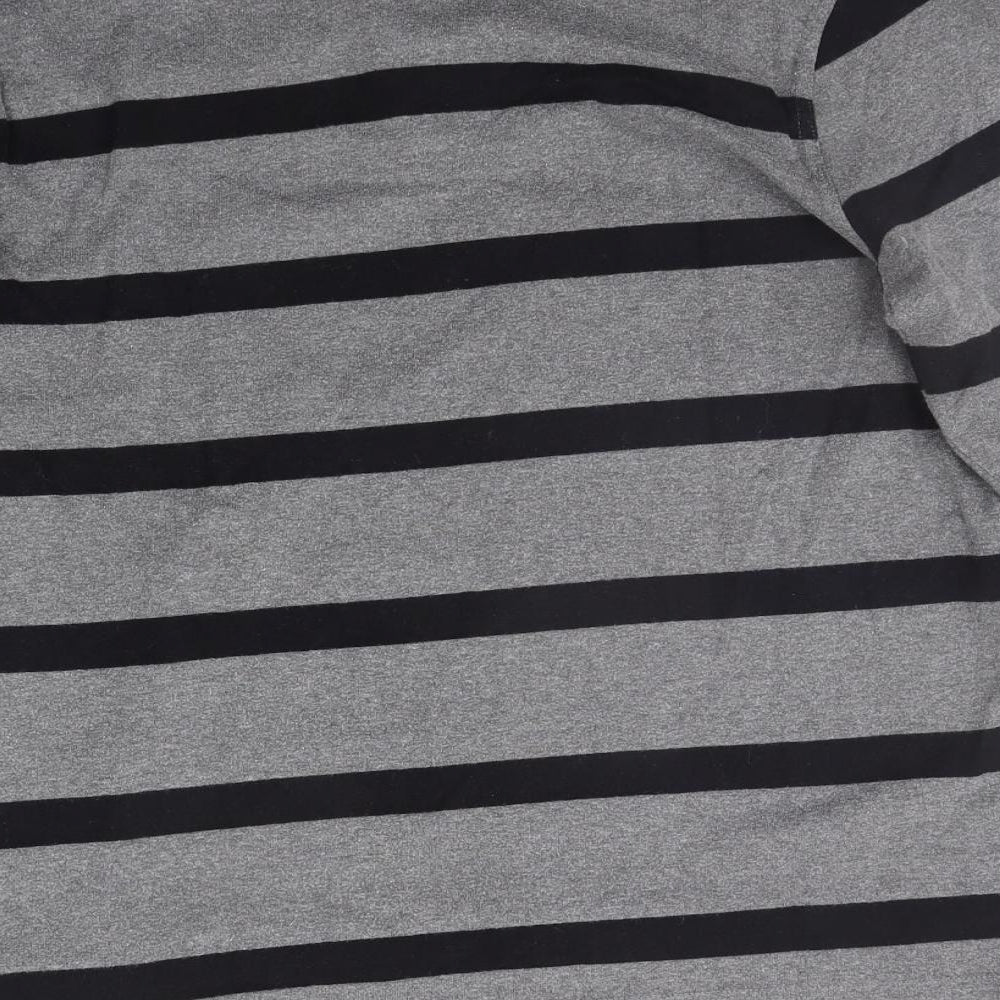 TU Mens Grey Striped   Polo Size M