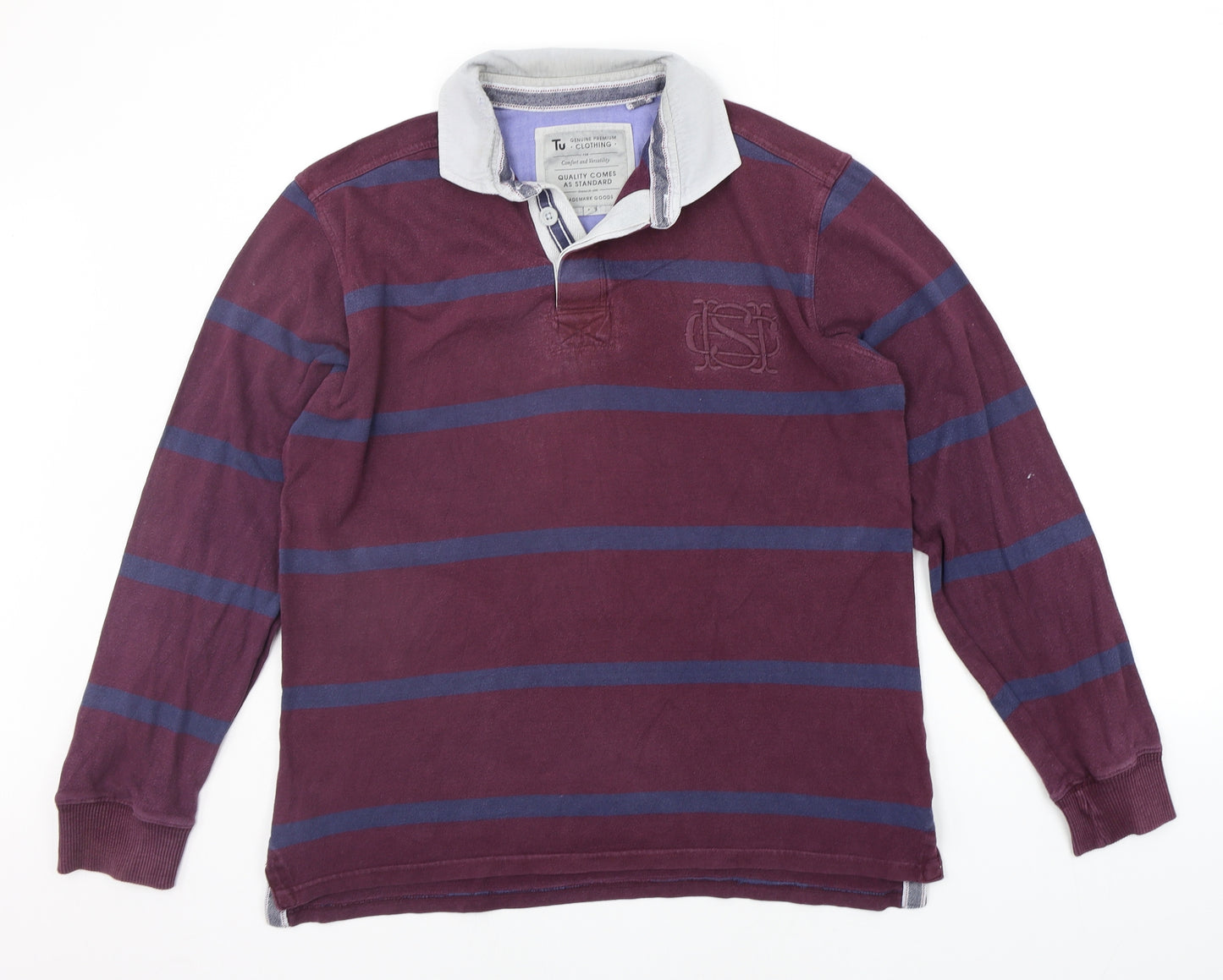 TU Mens Purple Striped  Pullover Jumper Size M