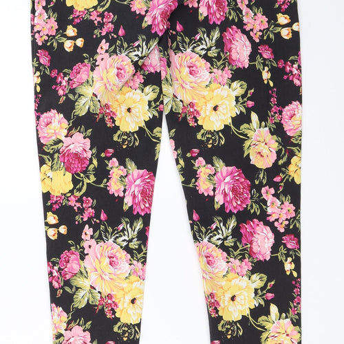 Preworn Womens Black Floral  Capri Trousers Size 40 L29 in