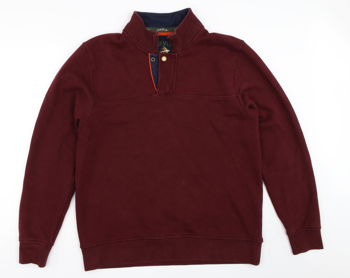 Orvis Mens Red   Henley Sweatshirt Size L