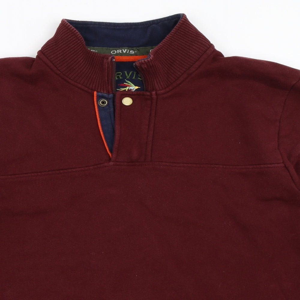 Orvis Mens Red   Henley Sweatshirt Size L