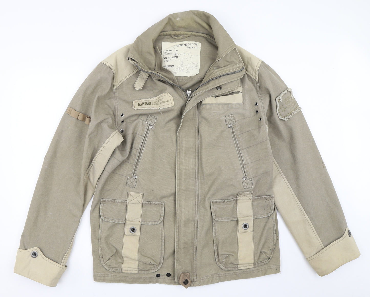 Tom Wolfe Mens Beige   Overcoat Coat Size L