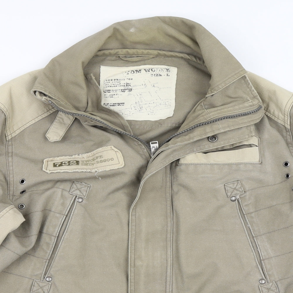Tom Wolfe Mens Beige   Overcoat Coat Size L
