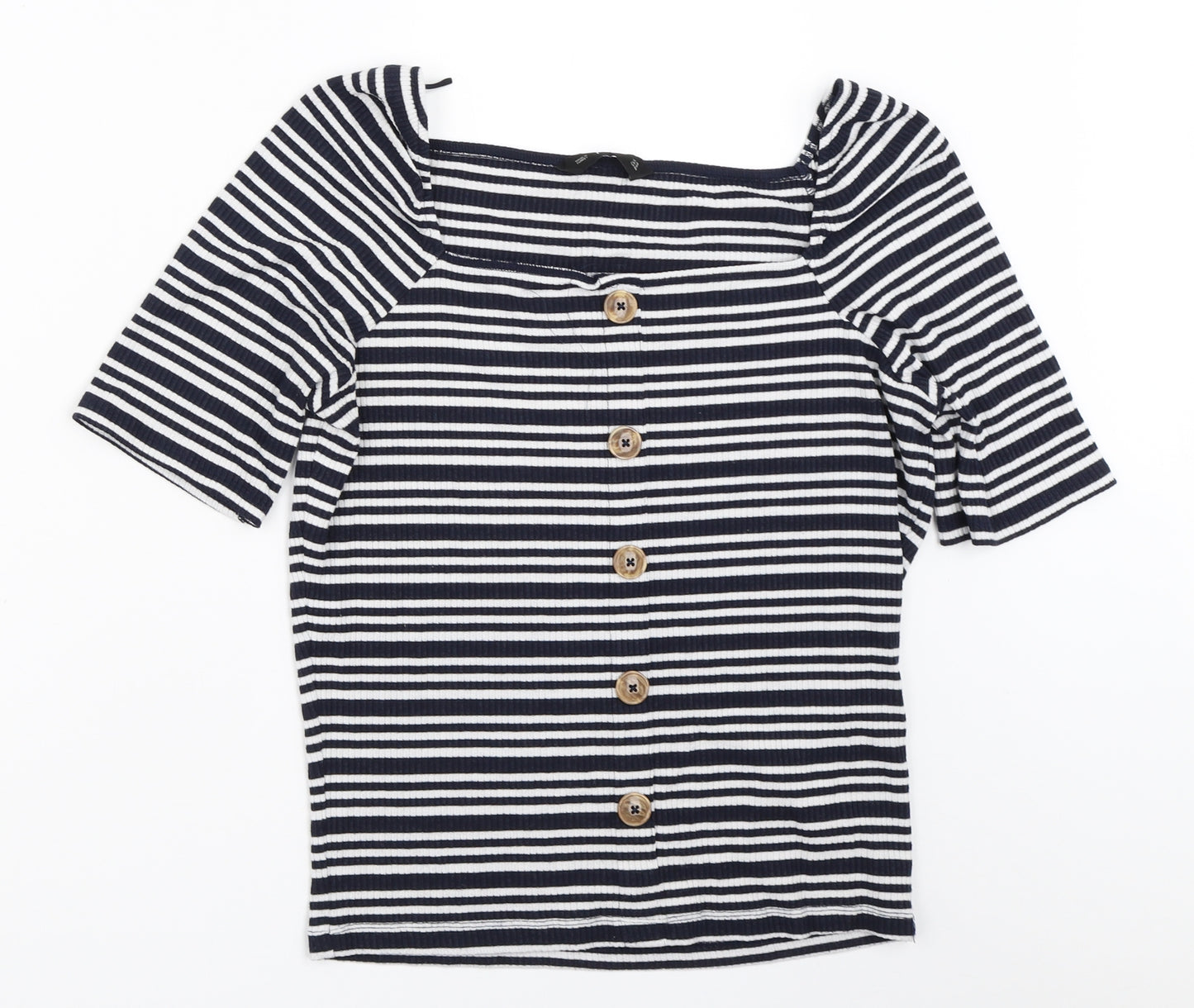 F&F Womens Blue Striped  Basic T-Shirt Size 16