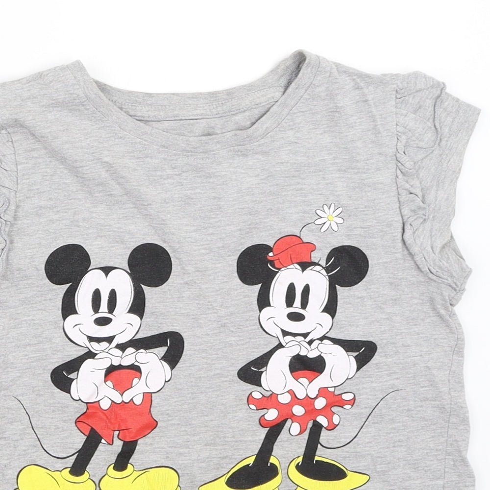 Matalan Girls Grey   Basic T-Shirt Size 8 Years  - mickey mouse