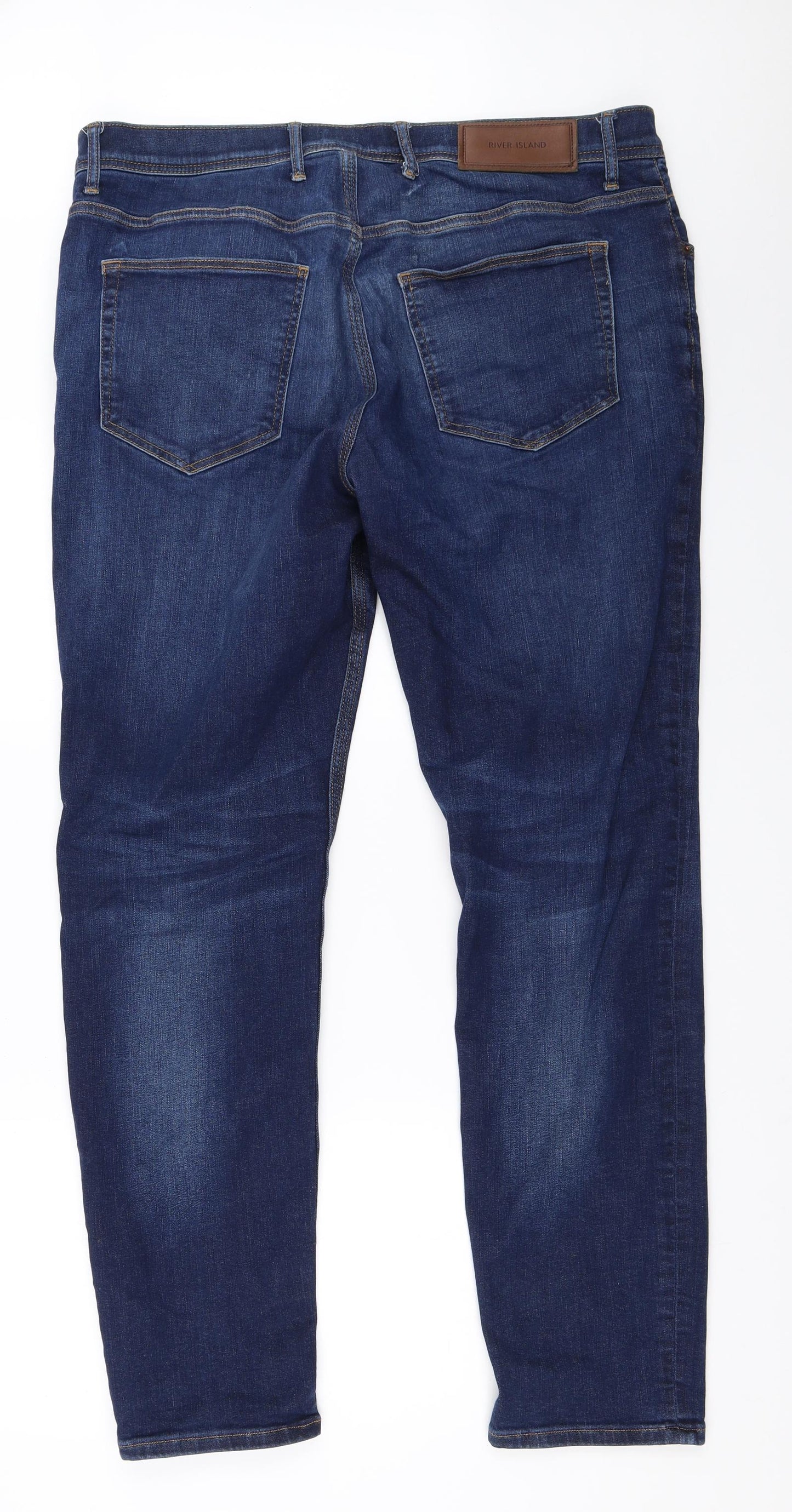 River Island Mens Blue  Denim Straight Jeans Size 36 in L31 in