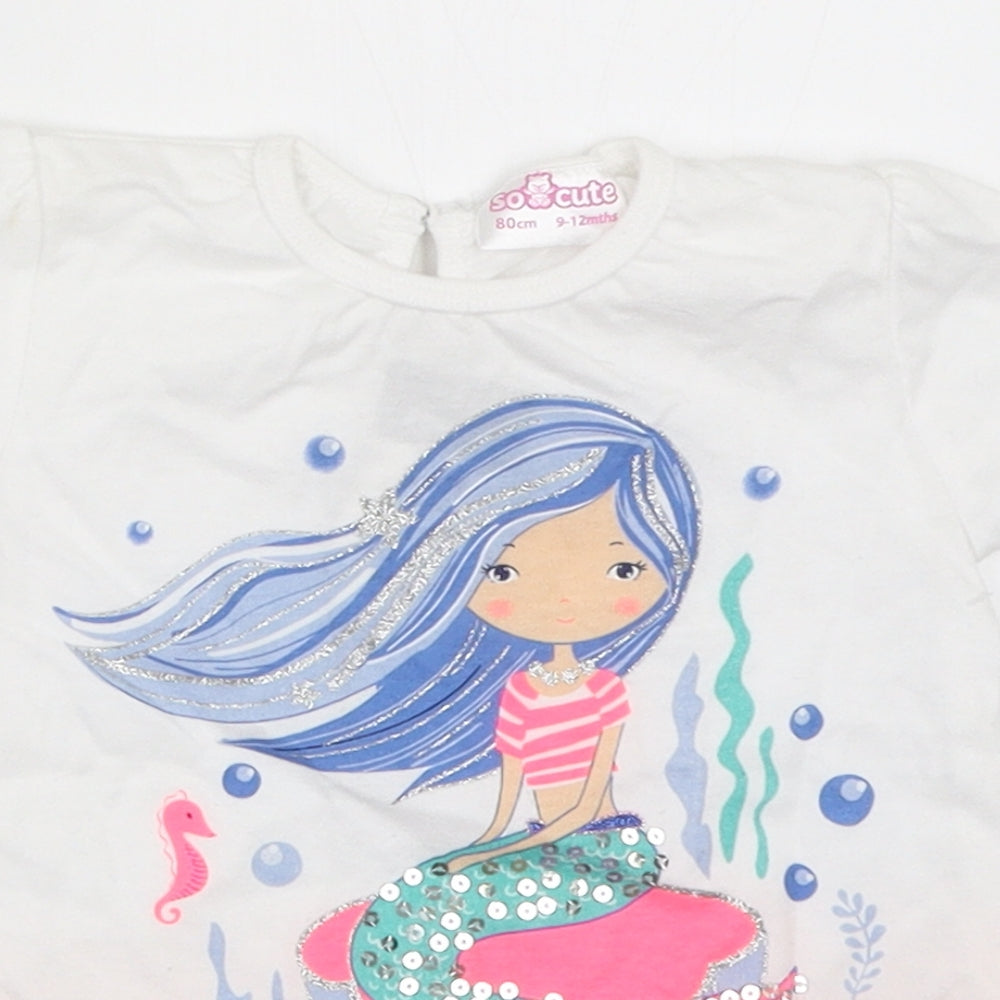 So Cute Girls White   Basic T-Shirt Size 9-12 Months