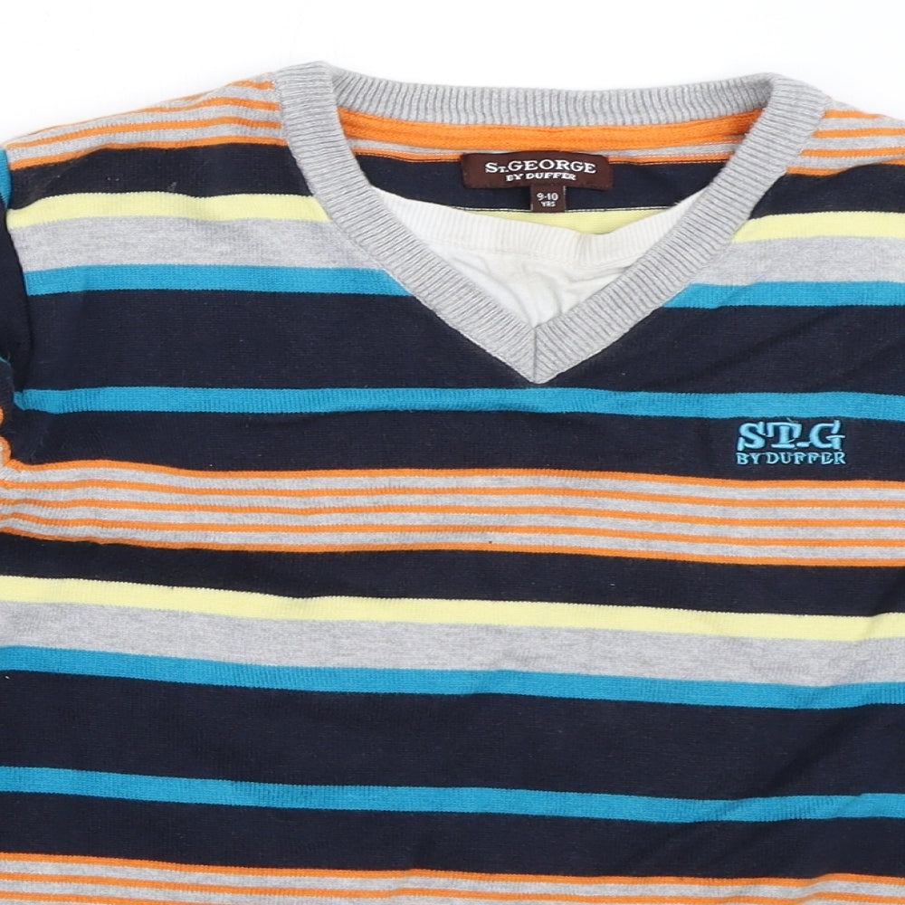 St George Boys Blue Striped  Pullover Jumper Size 9-10 Years